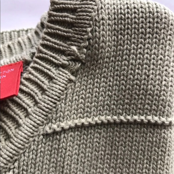 Izod Men Long Sleeve Crew Neck Sweater Window Pane L Olive Green Cotton - Picture 5 of 15